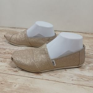 Toms Gold Shimmery Sparkly Glittery Metallic Sneakers Shoes Women's Size 6.5